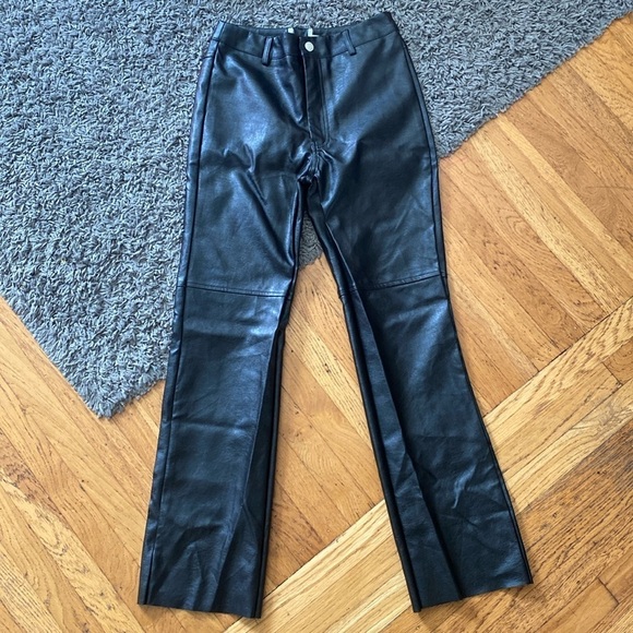 NWOT Princess Polly Faux Leather High Waisted Straight  MACEY Black Pants - Picture 4 of 16